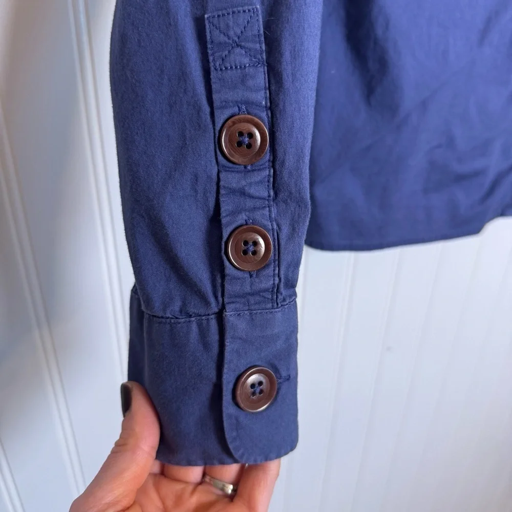 Boden Boy’s Navy Blue Button Down Cotton Dress Shirt Size 12